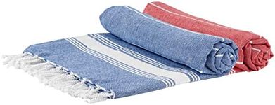 Nicola Spring Set of 2 Red & Navy 170cm x 90cm 100% Turkish Cotton Bath Towel - Lightweight & Absorbent Large Adults Drying Beach Bathroom Gym Shower Sauna