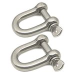 D Ring Shackle Lock-M12/0.47", 304 Stainless Steel D Ring for Heavy Duty Construction, Rigging, Vehicle Recovery, Hauling, Tie Downs, Hanging-2 Pcs