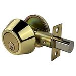 ELAMOR Deadbolt Lock, Single Cylinder Deadbolt with 3 Spare Keys, Easy to Install, Exterior Keyed Lock for Entry Door, Brass Finish