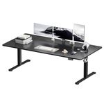 Devoko Standing Desk 160x80cm Height Adjustable Desk Sit Stand up Table for Home Office Adjustable Computer Desk with Splice Board(Black)