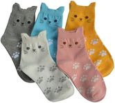 Jeasona 5 Pairs Cat Socks for Women