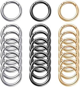 FZWONVUC 24 Pcs Mini Locking Carabiner Mini Carabiner Clip Keychain Rings Small Carabiner Key Chain Rings Bulk for Purses Paper Crafts Keyrings Buckle Bags DIY (Black+Silver+Gold-OD1.28 inches)