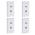 GE Coaxial and Telephone Jack Wall Plate, 4 Pack, Single Gang Box, Coax, Phone, Mounting Hardware Included, White, 46089