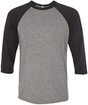 Bella Canvas Unisex 3/4-Sleeve Baseball T-Shirt 2XL DEEP Heathr/BLK