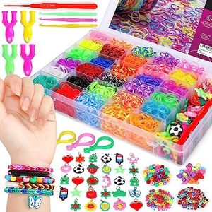 OOZDA 1800+ Rubber Band Bracelet Kit with a Metal Crochet Hook, 28 Colors Loom Bracelet Making Kit for Kids, Loom Bands Kit with Accessories for Girls & Boys