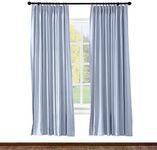 ChadMade Pinch Pleat Solid Thermal Insulated Blackout Patio Door Curtain Panel Drape for Traverse Rod and Track, Sky Blue 84W x 96L Inch (1 Panel)