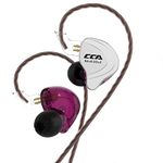 CCA C10 Better in Ear Headphones/Earphones Design HiFi Five Drivers Hybrid (4 Balanced Armature + 1 Dynamic) in-Ear Monitors with Detachable Cable 2pin 0.75mm Gold Plated, （Purple Without mic）