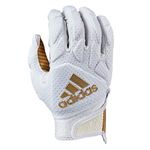 adidas Freak 5.0 Padded Adult Football Receiver Glove, White/Metallic Gold, Medium