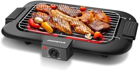 Aigostar Tasty - Gril sans Fumée, Barbecue Electrique d’intérieur. 2000W, Thermostat, Taille Compacte. Utilisation Avec de l'eau: Evite Taches et Fumée. Entièrement Démontable.