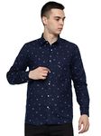 FREKMAN Casual Shirt for Men with Pocket|| Shirt for Men|| Men Stylish Shirt || Men Printed Shirt Full Sleeves Navy