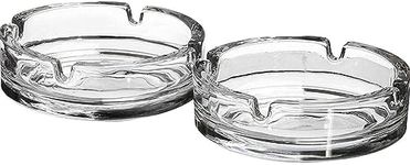 Set of 2 10cm Glass Round Ash Tray Ashtray