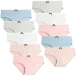 Domee Teen Girls Knickers Cotton Underpants Panties Underwear Hipster Pack of 10 Bow Tie 11-13 Years (Manufacturer Size L)