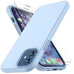 CellEver Ultra Durable Silicone for iPhone 12/12 Pro Case with [2 pcs Glass Screen Protector] Slim Full Body Protection, Protective Phone Cover with Soft Anti-Scratch Microfiber Lining - Light Blue