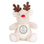 Personalised Reindeer Soft Toy - Custom Name Teddy for Baby's First Christmas, Newborn Gift, Ideal Baby Shower & Xmas Present Stocking Filler