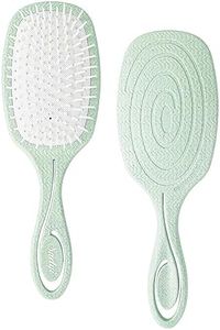 Sndyi Cepillo Desenredante sin Tirones, Cepillo pelo con Cerdas Flexibles y Base Acolchada, Elimina Nudos y Enredos, Cepillo Antitirones con Cabello Grueso, Rizado y Largo[húmedo y Seco], Verde