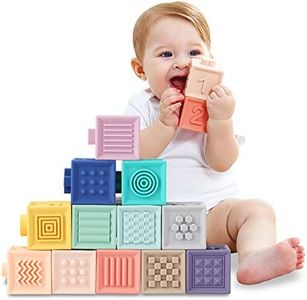 Baby Blocks Soft Building Blocks Baby Toys Educational Squeeze Play with Numbers Animals Shapes Textures 6 Months and Up 12PCS