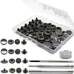 Keismodye 12 Sets Snap Fasteners Kit, Heavy Duty 15mm Metal Snaps Buttons, Leather Snaps and Sewing Crafts, Press Studs with 4 Install Tools for Shoes, Clothing, Jeans, Denim Jackets, Bags (Black)