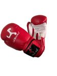 Le Buckle Boxing Gloves for Men & Women PU Leather Boxing MMA Muay Thai Kickboxing Contest Gloves Red White (10 oz)