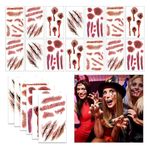 Halloween Tattoos-20 Sheets Halloween Sca and Wounds Fake Blood,Halloween Make Up Fake Sca,Zombie Makeup Kit,Vampire Bite Marks,Halloween Costumes Supplies Women Men Makeup Fake Wounds Sutures Tattoo