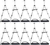 U.S. Art Supply 66" Sturdy Silver Aluminum Tripod Artist Field and Display Easel Stand (Pack of 10) - Adjustable Height 18" to 5.5 Feet, Holds 36" Canvas - Floor and Tabletop Displaying, Portable Bag