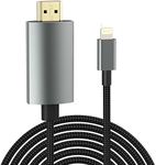 [Apple MFi Certified] Lightning to HDMI Digital AV Adapter, 6.6 FT HDTV Cable Compatible with iPhone, iPad, iPod 1080P Digital AV Sync Screen Connector on HDTV Monitor Projector-NO Need Power Supply