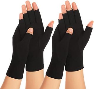 Zexhoor 2 Pairs Arthritis Compression Gloves for Women Men, Carpal Tunnel Pain Relief, Fingerless for Typing and Daily Work, Black1+black1, Small