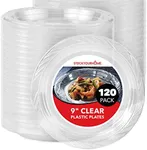 Stock Your Home 120-Count, 9 Inch Clear Plastic Plates, Flexible, Disposable Heavy Duty Party Dinner Plate, for Wedding Reception, Holiday Parties, Mains, Sides, Salad, and Dessert, Large Size