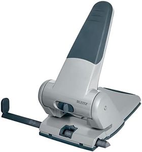 Leitz Heavy Duty Hole Punch, 65 Sheets, Guide Bar with Format Markings, Metal, 51800084 - Silver