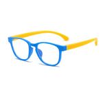 Blue Light Blocking Glasses for Kids, Computer Glasses Gaming Glasses Anti-Blue Light for Age 4-13, Silica Blue Light Glasses Anti UV400 & Eyestrain, for Children Boys Girls (Blue+Yellow)