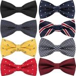 Stibest 8 Pcs Elegant Adjustable Pre-tied Bow Ties Men's Bow Ties Many Colors Option in Bulk, Multicolor, Standard