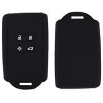 Xumann 2 Pcs Key Card Case for Renault Arkana Captur Trafic Clio Grand Scenic Kadjar Koleos Megane Zoe Dacia, Silicone Smart Remote Key Fob Cover (4 Button Black)