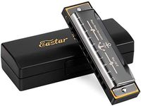 Eastar Major Blues Harmonica, 10 Holes C Key Beginner Harmonica for Students, with Hard Case and Cloth, Black