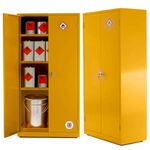 Horison Industries COSHH Cabinet - 1815x915x459mm COSHH Cupboard Fire Proof Flammable Storage Cabinet - Hazardous Substance Yellow COSHH Cabinet - Dangerous Substance Chemical COSHH Cupboard