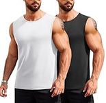 COOFANDY Men's 2 Pack Quick Dry Workout Gym Tank Tops Muscle Sleeveless T Shirts