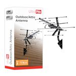 UltraPro Outdoor HD Digital TV Antenna, Long Range Smart TV Antenna, Supports 4K 1080P HD Smart TV VHF UHF, J Mount Included for Attic or Outdoor, Weather Resistant, 65000