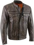 Milwaukee Leather MLM1508 Men's Distress Brown Leather Jacket with Utility Pockets - 2X-Large