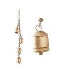 Deco 79 Metal Tibetan Inspired Decorative Bell with Jute Hanging Rope, 4" x 3" x 29", Gold