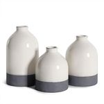 Barnyard Designs Ceramic Stoneware Vase Set, Farmhouse Ceramic Vases Home Decor, Neutral Home Decor for Shelves, Pottery Decorative Vases for Home Decor Farmhouse, White/Grey, Set of 3, 6"/5"/4"