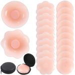 JUNEBRUSHS 10 Pairs Nipple Covers Silicone Pasties for Women Nipple Pads Reusable Adhesive Silicone Bra Covers Invisible Breast Petals with Travel Case Pink