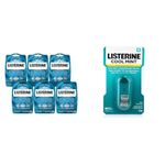 Listerine Pocketpaks Breath Strips, Cool Mint - Menthol - Plaque, Bad Breath, Gingivitis - Oral Hygiene Pack of 6 (6x72 breath strips) & Cool Mint Antiseptic Mouthwash, 7.7ml