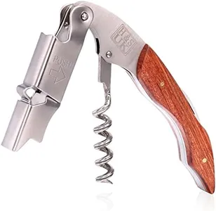 H&S Stainless Steel Waiters Corkscrew for Wine Bottle - Professional Wine Bottle Opener with Wooden Handle - 3-in-1 Function Corkscrew Bottle Opener for Smooth Opening