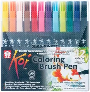 SAKURA Koi 12 Water Colour Brush Pen Set (Spro33Xbr12A)-Pack Of 12|Multicolor|Multicolor