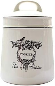 Lonovel Vintage Ceramic Cookies Jars,Retro Bird and Flower Design,Large Kitchen Organization Storage Canister with Airtight Lid,Seal Canister for Food Storage,Store Cookies,Biscuits,Dessert etc,Beige