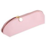 cobee Large Travel Makeup Brush Holder, Portable PU Makeup Brush Organizer Zipper Anti Fall Out Makeup Tools Organizer Makeup Brush Travel Case Cosmetic Pouch Bag for Travel Home Office(Rose Pink)