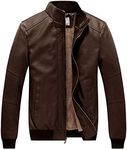 WenVen Men's Faux Leather Jacket Sl