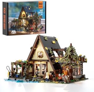 FUNWHOLE A-Frame Cabin Lighting Building Bricks Set - 2061 PCS Adult Construction Building Model Set for Adults and Teen