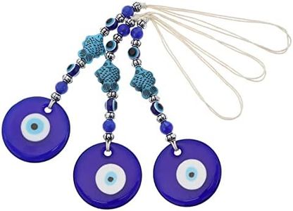 ECSiNG 3PCS Blue Evil Eye Hanging Ornament Handmade Lucky Charm Pendant Wall Hanging Accessories for Car Interior Decoration Office Garden Home Decor 10cm Length