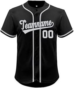 Custom Baseball Jersey Sports Button Down Shirts Peronalized Customized Name Number for Men Women Boy, Black-white-14, One Size