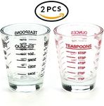 NCnnwovf Shot Glasses Measuring Cup Espresso Shot Glass Liquid Heavy Glass Wine Glass 2 Pack 26-Incremental Measurement 1oz, 6 TSP, 2 TBS, 30ml (Black and Red)