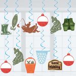 Gone Fishing Party Decorations Fishing Decorations, Assembled and Ready to Use, Fishing Birthday Party Supplies Hanging Swirls Party Streamers 24pcs Kids Birthday Party Decor Banner